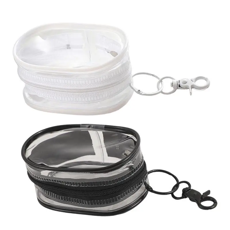 Portable Mini Clear Zipper Earphone Bag Storage Bag Small Coin Purse With Smooth Zippers Clear Wallet Earphone Bag Keychain