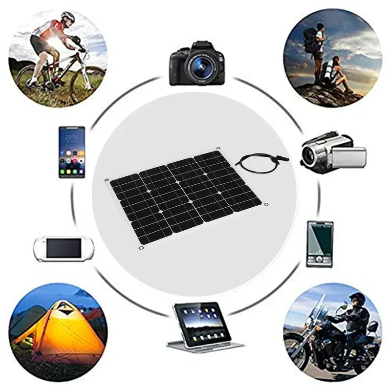 100W 18V Portable Solar Panel 12V/24V Waterproof USB Port Solar Power Solar 5V Battery Charger Outdoor Camping Phone Power Bank