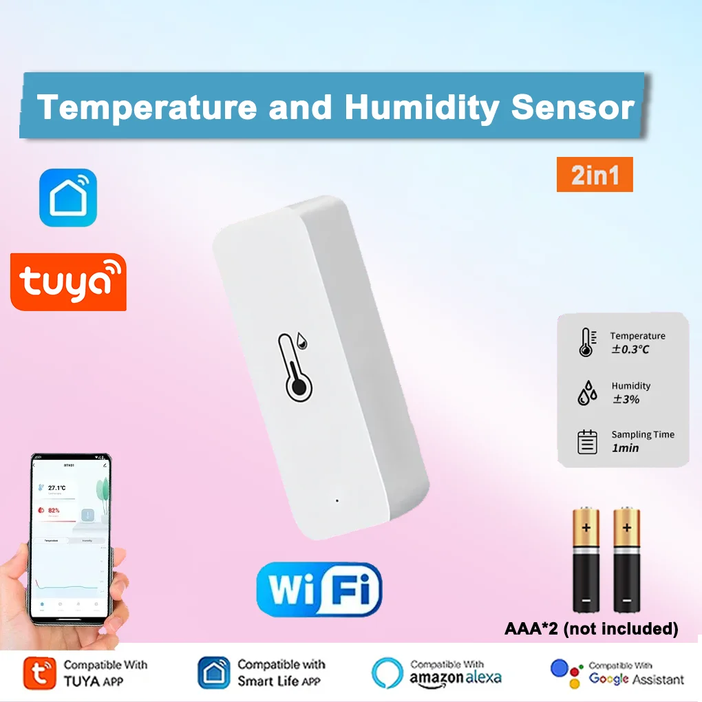 Tuya WiFi Temperature And Humidity Sensor Smart Life APP Smart Home Scene Linkage Air Conditioning Home Automation Alexa