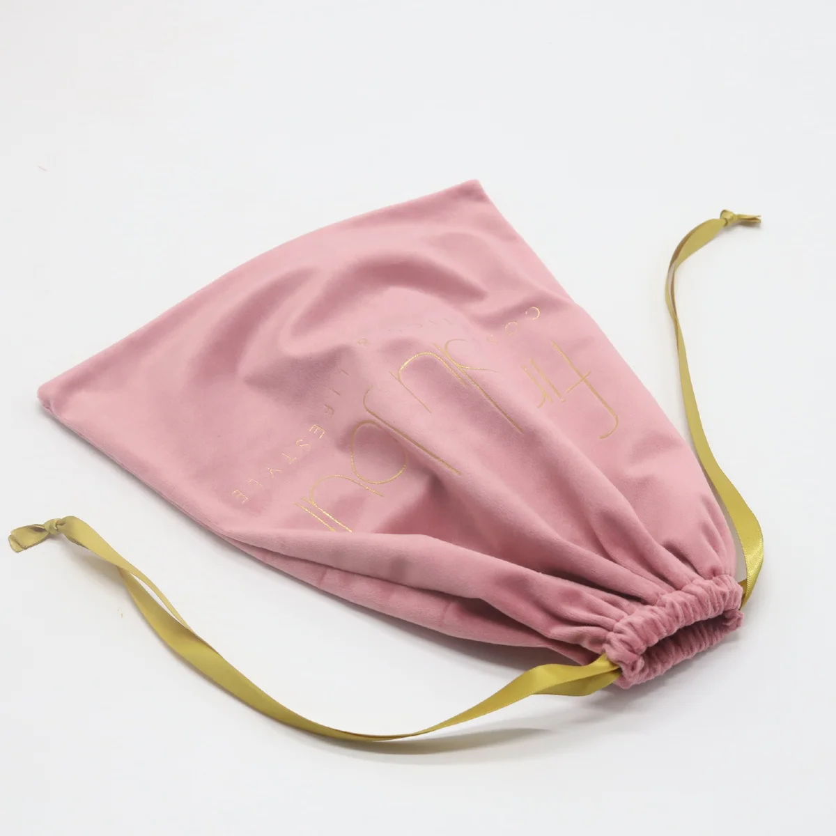 100Pcs Gepersonaliseerde Super Zacht Roze Fluwelen Buidel Voor Sieraden Op Maat Logo Trekkoord Fluwelen Stof Cadeau Cosmetische Verpakking Tas