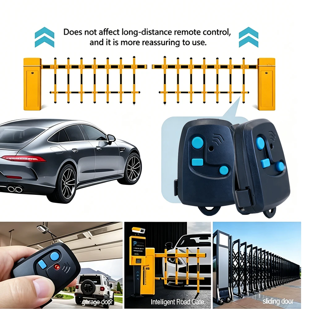433MHz 3‑Button Handheld Cloning Remote Control Replacement Key Fob For Household Electric Gate Opener