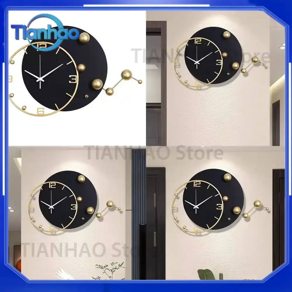 Large Wall Hanging Decorative Clock for 48X32cm Dropshipping 2025 Luxury Home Decor Living Room Quartz Silent Watch