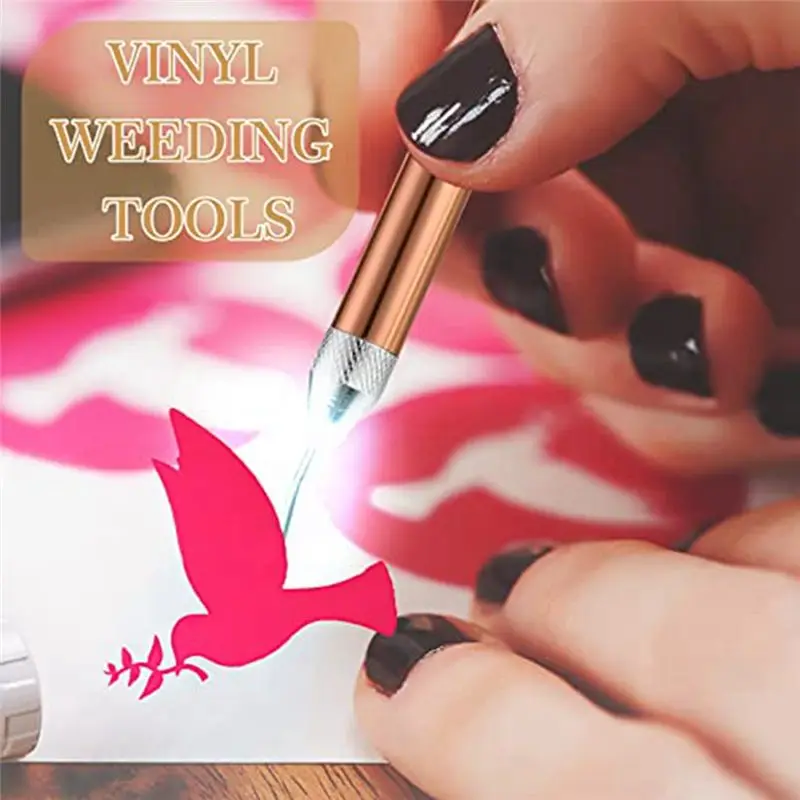 A74U 3 Pcs Weeding Tools for Vinyl with LED Light Set Pin Pen Weeding Tool Weeding Pen Craft Tweezers Pin Tools