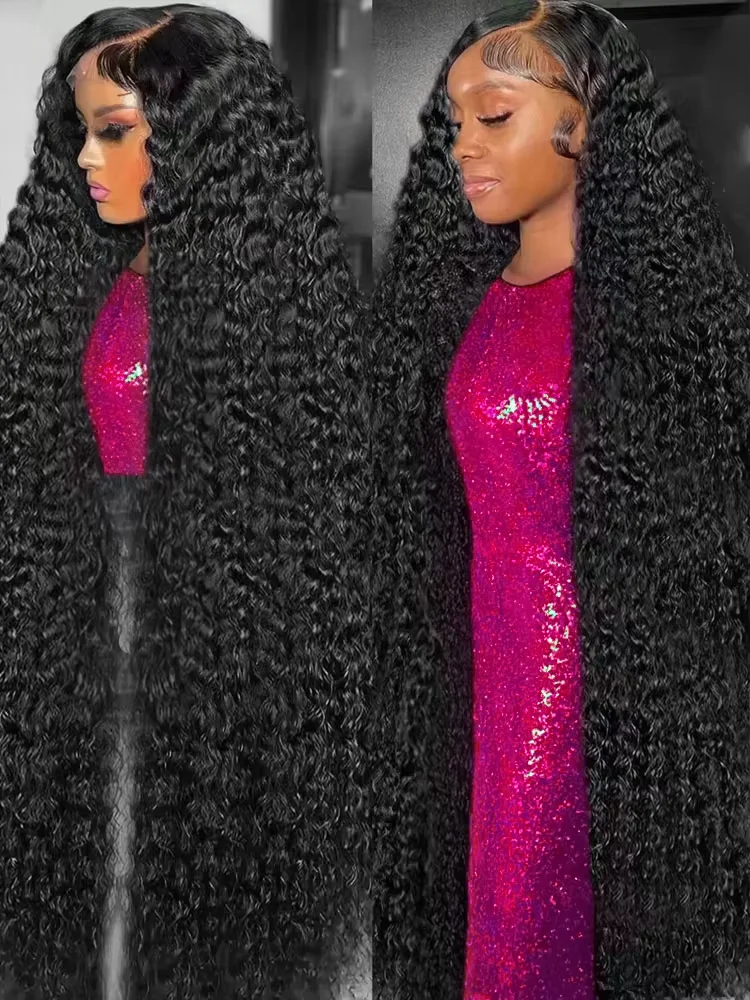 

300 Плотность 13X6 360 Глубокая волна воды Вьющиеся человеческие волосы Кружевной фронтальный парик 40 46 дюймов 5X5 Бесклеевой HD Парик из натуральных волос на кружеве для женщин