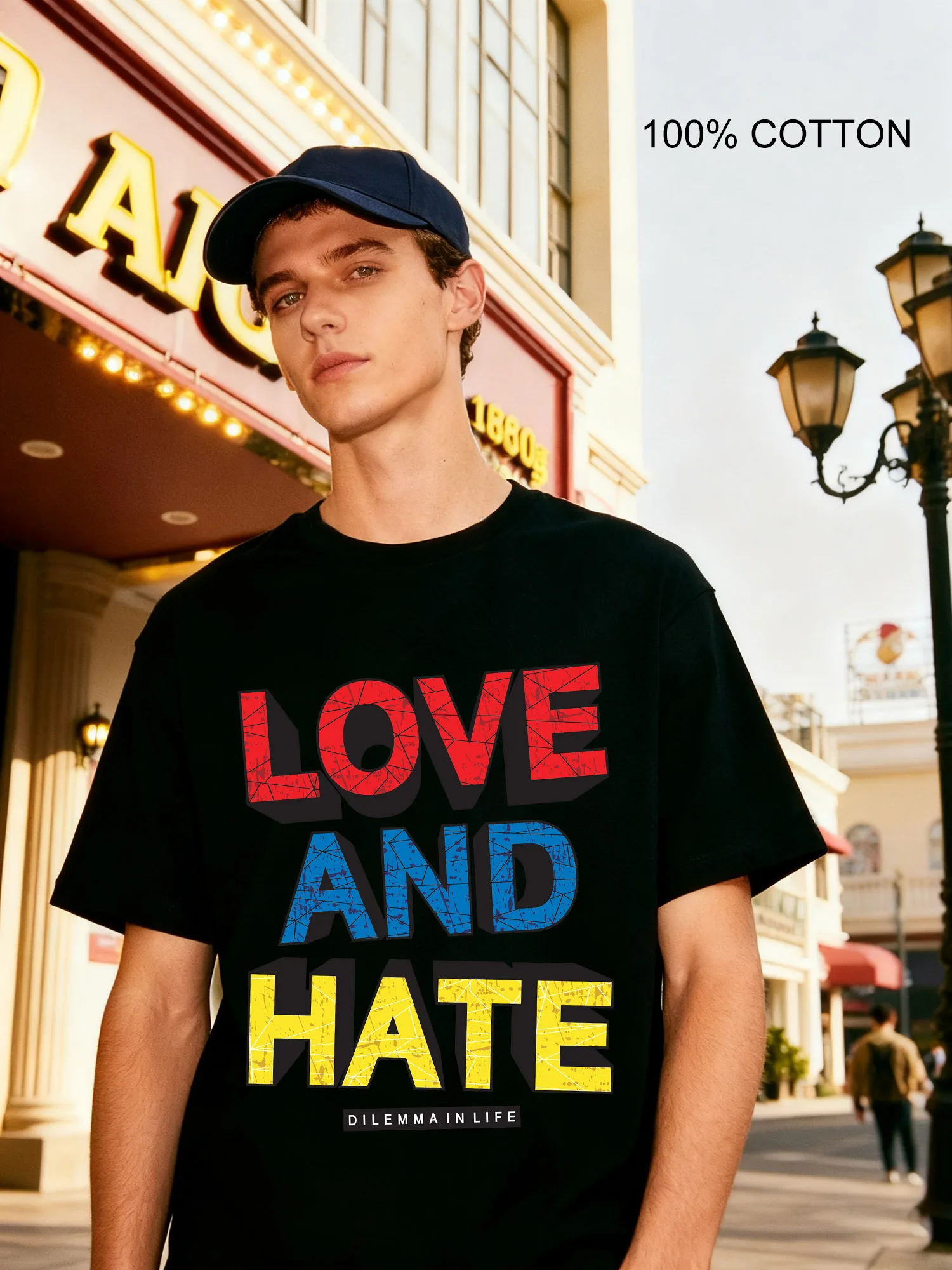 

Love Hate Dilemma Men's T-Shirts Casual Design Crew Neck T-Shirt 180g Street 100% Cotton