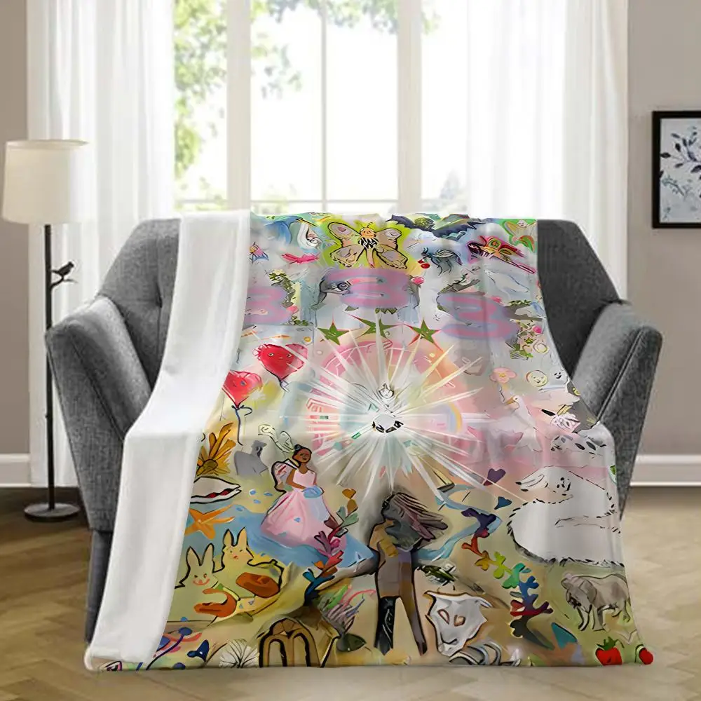 Bladee 333 Drain Gang IceDancer Throw Blanket Aesthetic Portable Home Travel Camping Sofa Picnic Thick Warm Flannel Blanket