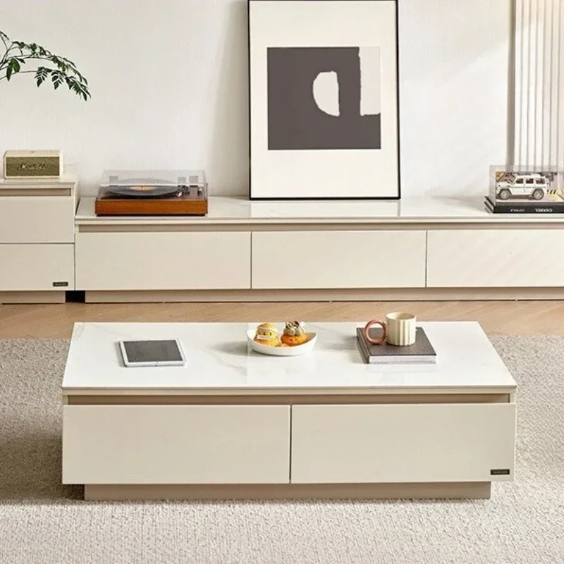 

Minimalist Living Room Furniture Corner Tables Cream Rock Slab Countertop Coffee Tables Postmodern Mesa Auxiliar Hotel Furniture