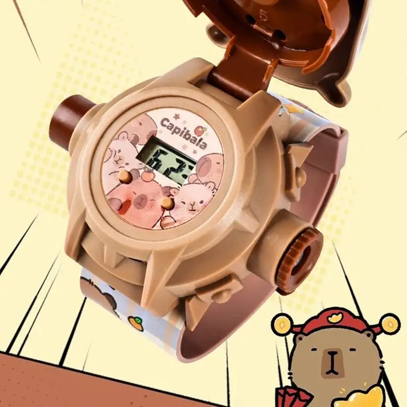 Capibara-projectie Elektronisch horloge Cartoon horlogeklok Kinderen Nieuwjaarscadeau voor kinderen - Leuk lichtgevend speelgoed en kleuterschoolcadeau