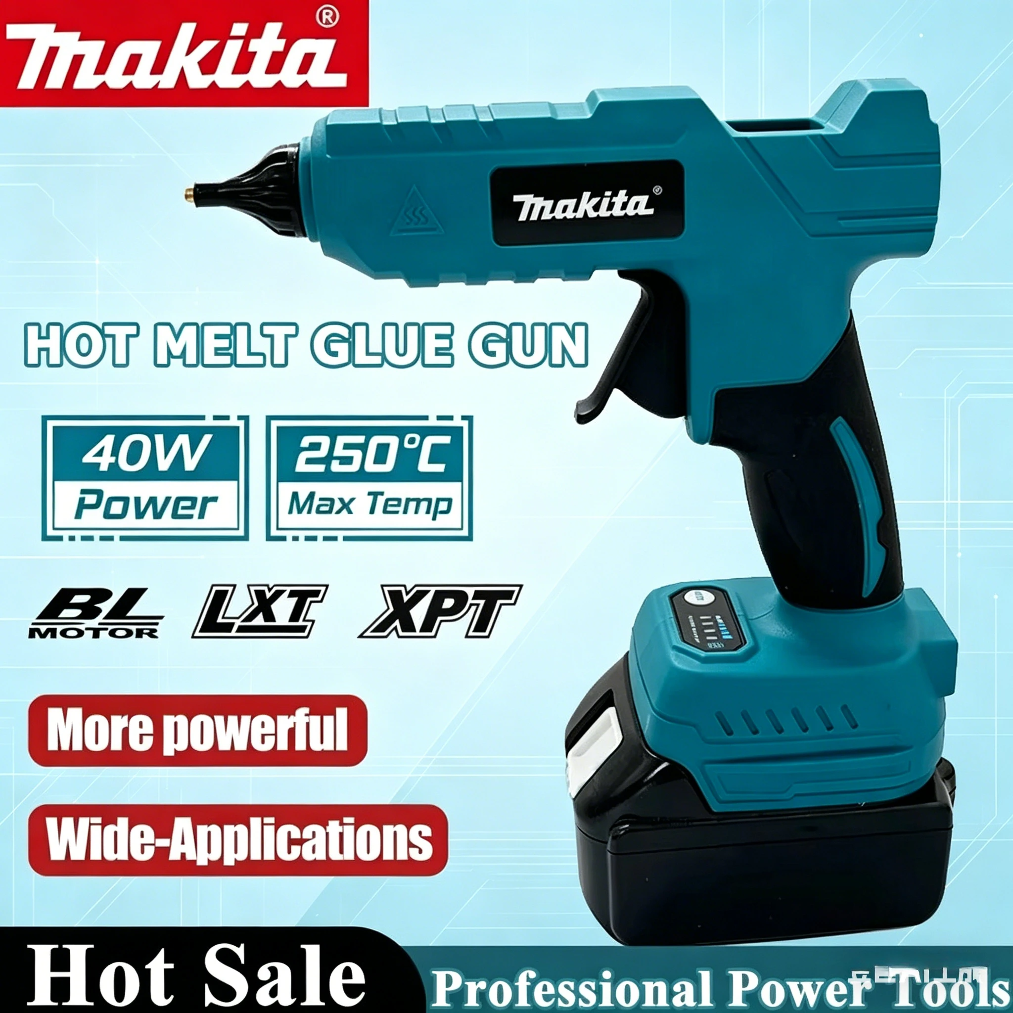 

Электрический ручной беспроводной термоклеевой пистолет Makita для ремонта и DIY, паяльник для горячей плавки, термофен с насадкой против ожогов