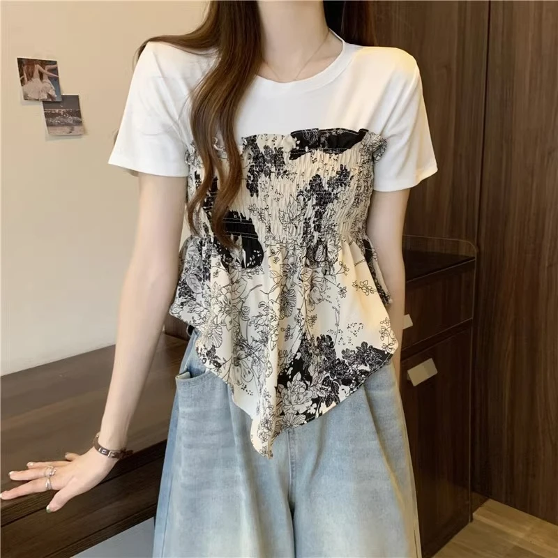 Frauen Chiffon lose Damen solide Kurzarm Bottom ing Shirts O-Ausschnitt Casual Tops Frauen Sommer Femlae Shirt Lady S25