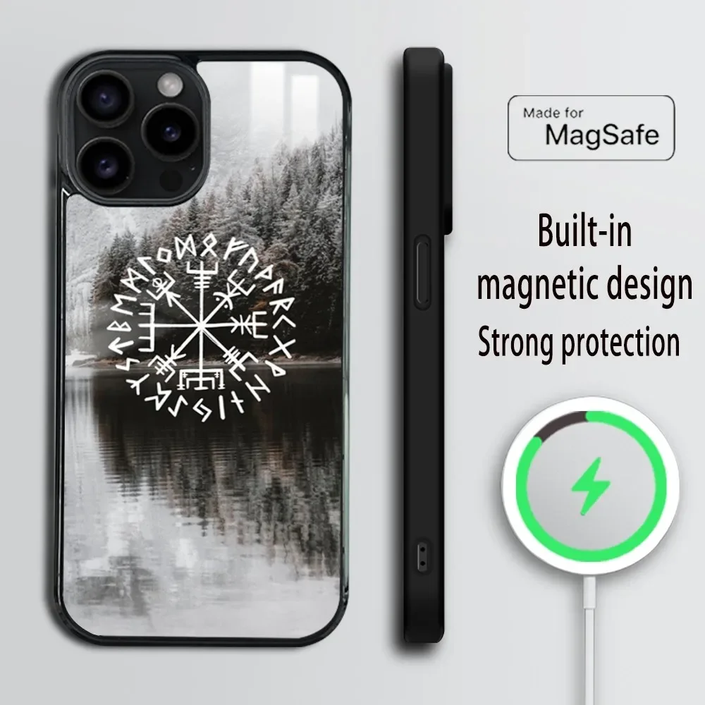 Viking vegvir Logo Phone Case For iPhone 16 15 14 13 12 11 Pro Max Plus Mini Magsafe Mirror Wireless Magnetic Cover