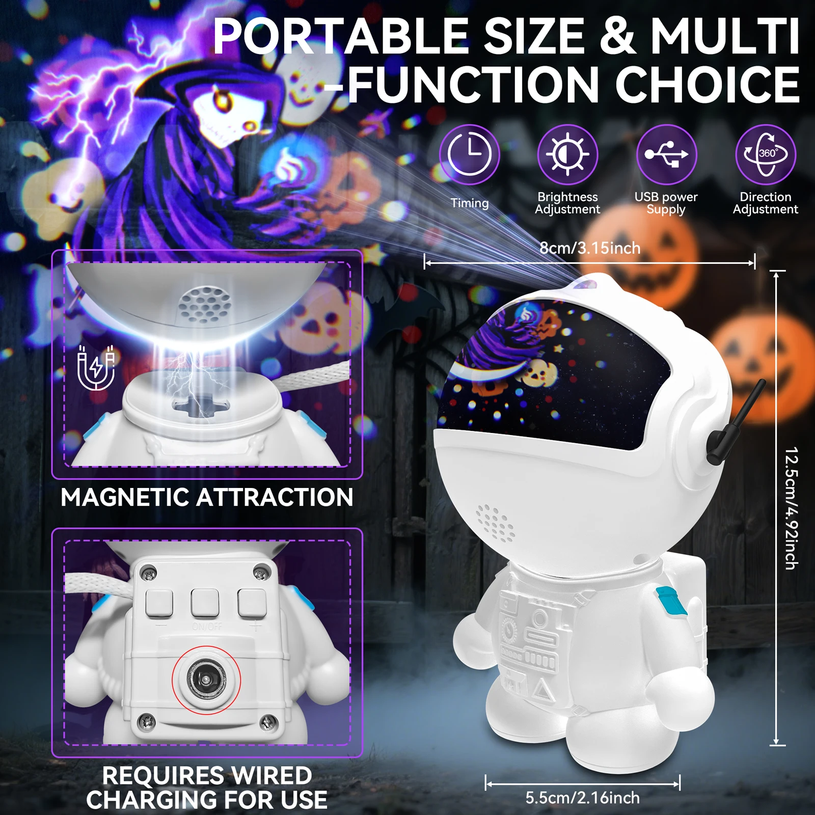 Halloween Astronaut Light Projector 20 IN 1 Galaxy Christmas Projector Night Lamp Nebula  LED Lights Bedroom Decorative kid Gift