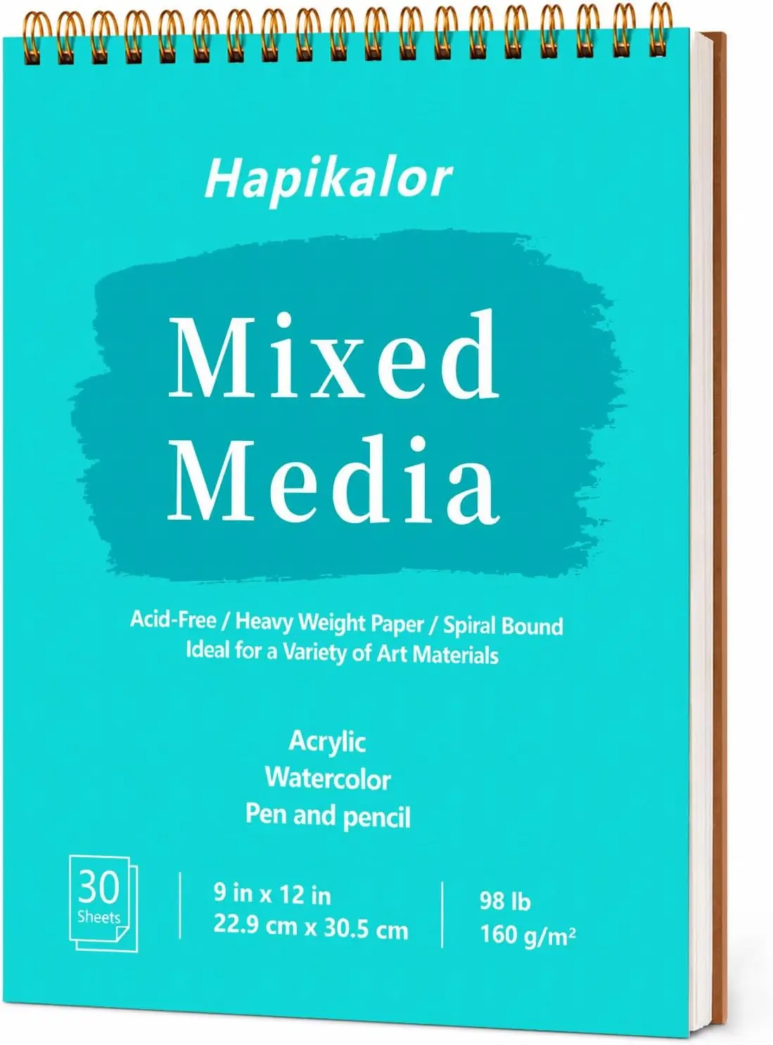 

Mixed Media Sketch Pad 9x12 Spiral Bound 30 Sheets 160gsm Acid-Free Drawing Paper