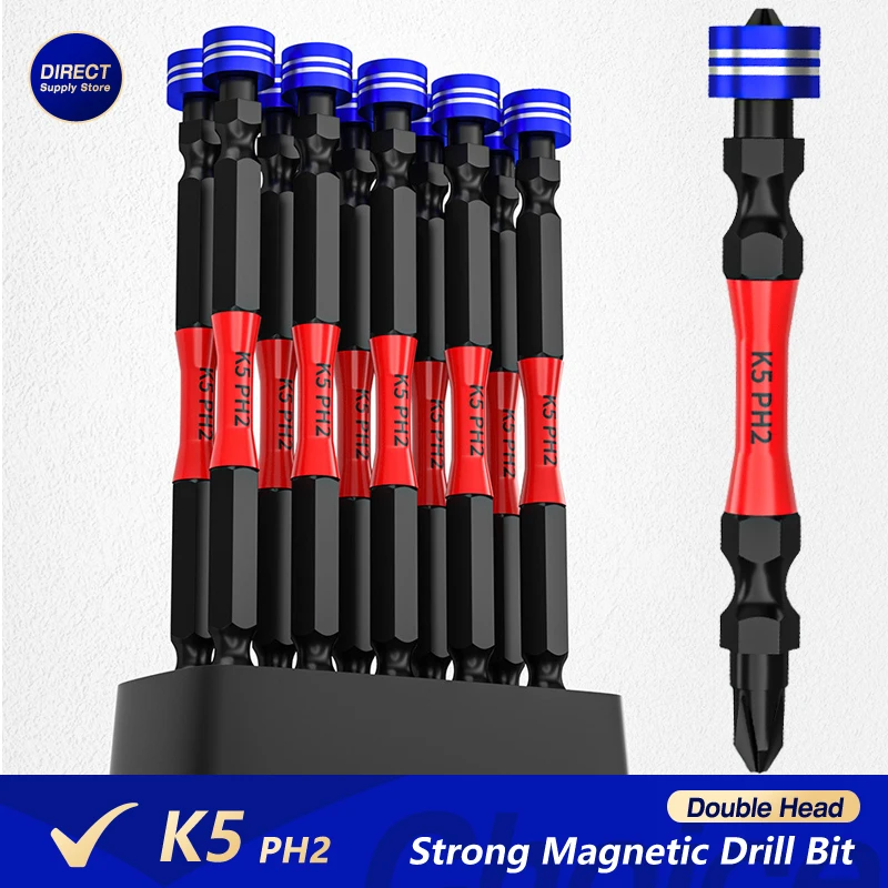 

Double Head High Hardness Shockproof Drill Bit Set Strong Magnetic Impact Phillips Electric Screwdriver Head Accessories