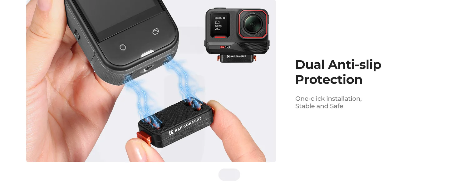 K&F CONCEPT Magnetische Schnellwechselhalterung für Insta360 X6 X5 Ace Pro Aluminiumlegierungs-Basis mit Sicherheitsverriege – Detail 6