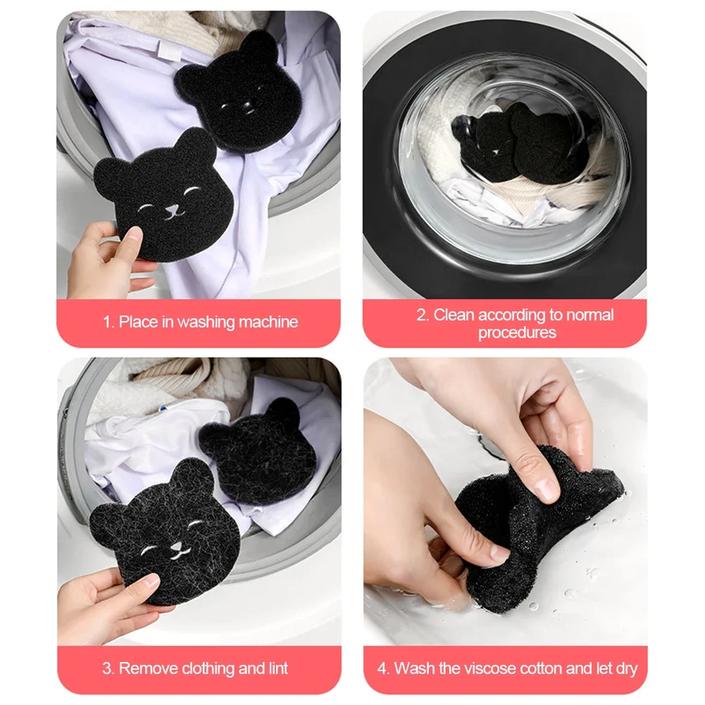 2 in 1 Pet Hair Remover Bear Shape Laundry Ball Washing Machine Lint Catcher Reusable Clothes Sofa Cat Dog Hair Cleaning Sponge