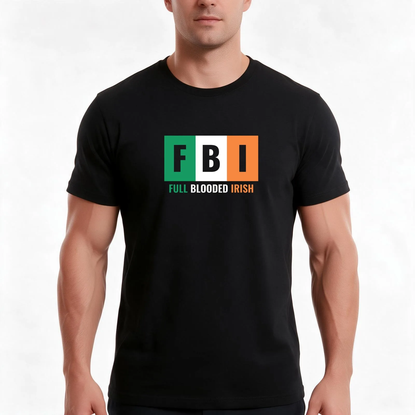 Full Blooded Irish FBI T-Shirt, Summer Casual Cotton Tee, Oversized Streetwear Tops, Vintage Graphic Print, Unisex Men Women