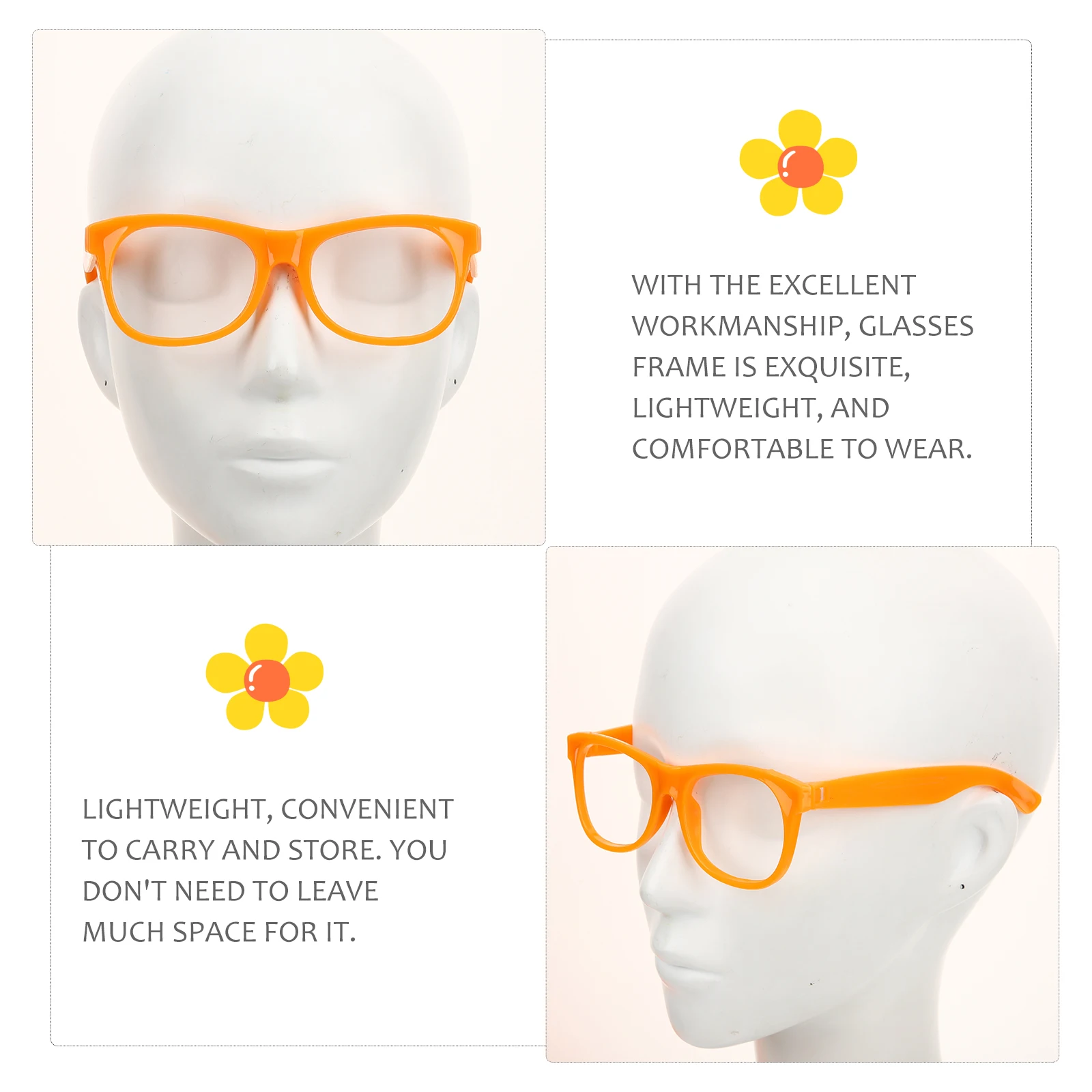 

12pcs Kids Glasses Frame Baby Decorative Orange Fashion Toddler Eyewear Party Photo Props No Lens Lightweight Toy