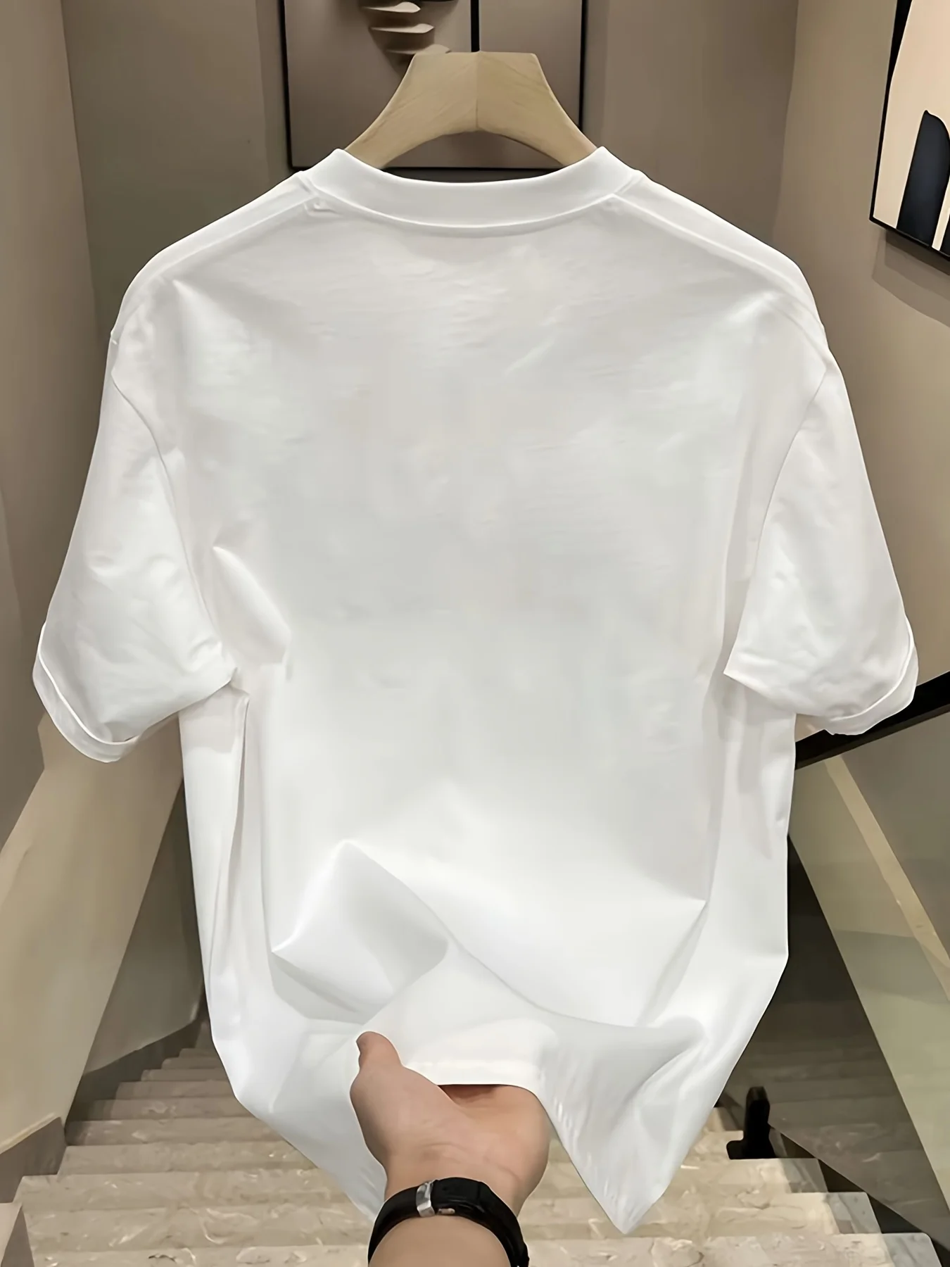 طباعة - تي شيرت صيفي كاجوال برقبة دائرية قابل للتنفس، مناسب للارتداء الكاجوال، تصميم أنيق، مادة شبه شفافة