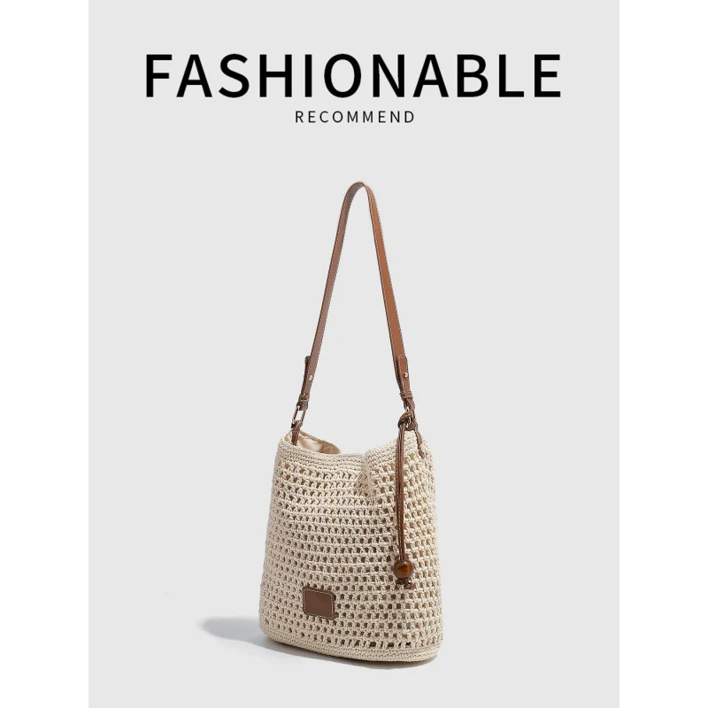 Woven Hollow Bag for Women2026New Spring and Summer Beach Vacation Tote Bag, Single Shoulder Underarm Bag