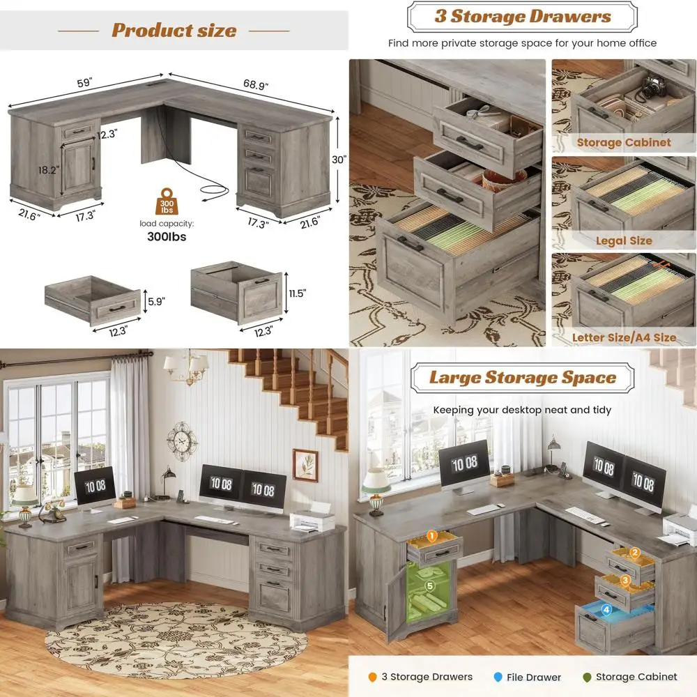 69 Grey L-Shaped De…