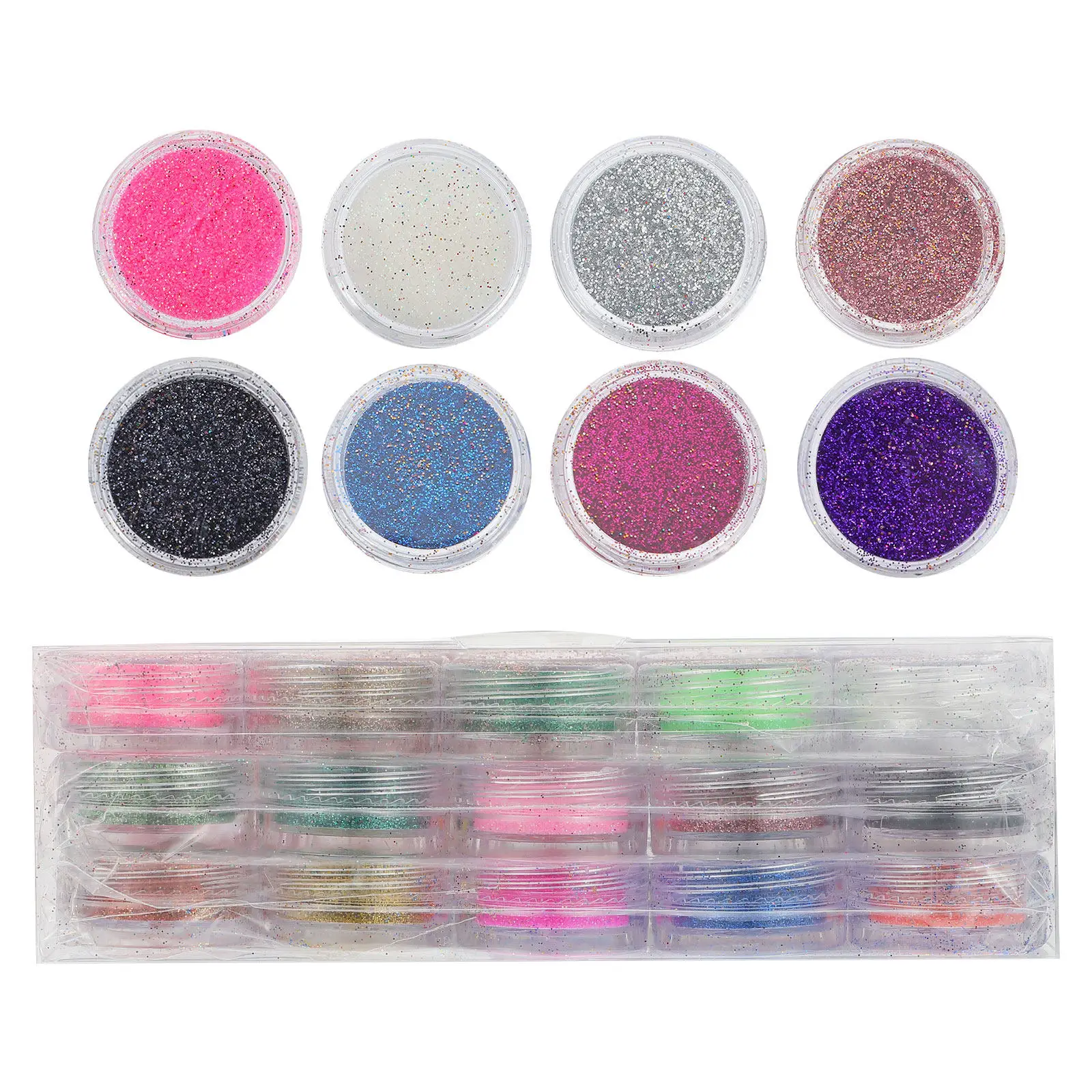 

45 Boxes Shiny Nail Glitter Powder Colorful Mix for DIY Nail Art Manicure Decoration Craft Fun Sharing with Friends Use