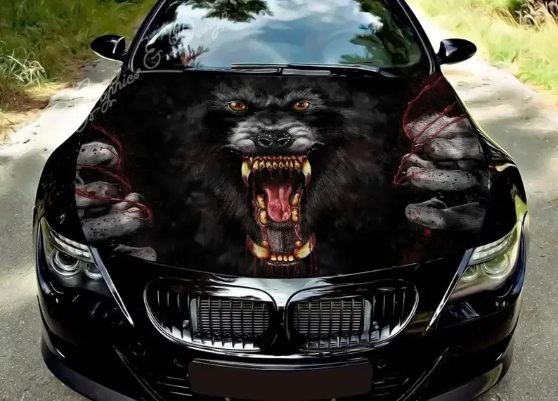 Car Accessories Hood Decal Wrap Wolf Werewolf Angry Vinyl Sticker Graphic Truck Decal Truck Graphic Bonnet Decal Skull F150 Car