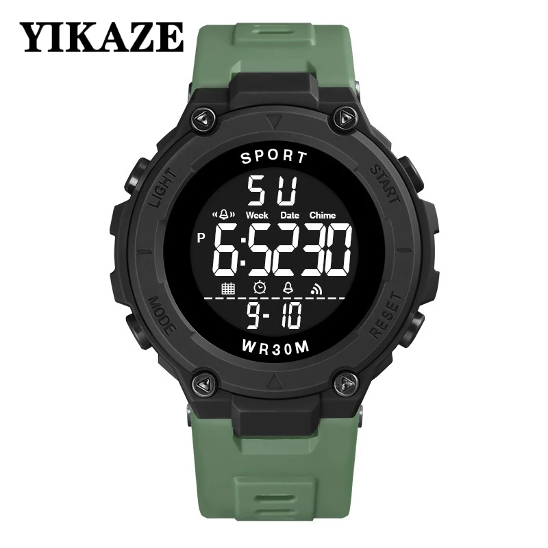 YIKAZE Men\'s Sports Watch Multifunction LED Digital Watch Outdoor Fitness Sport Electronic Wrist Watches Student Military Clock