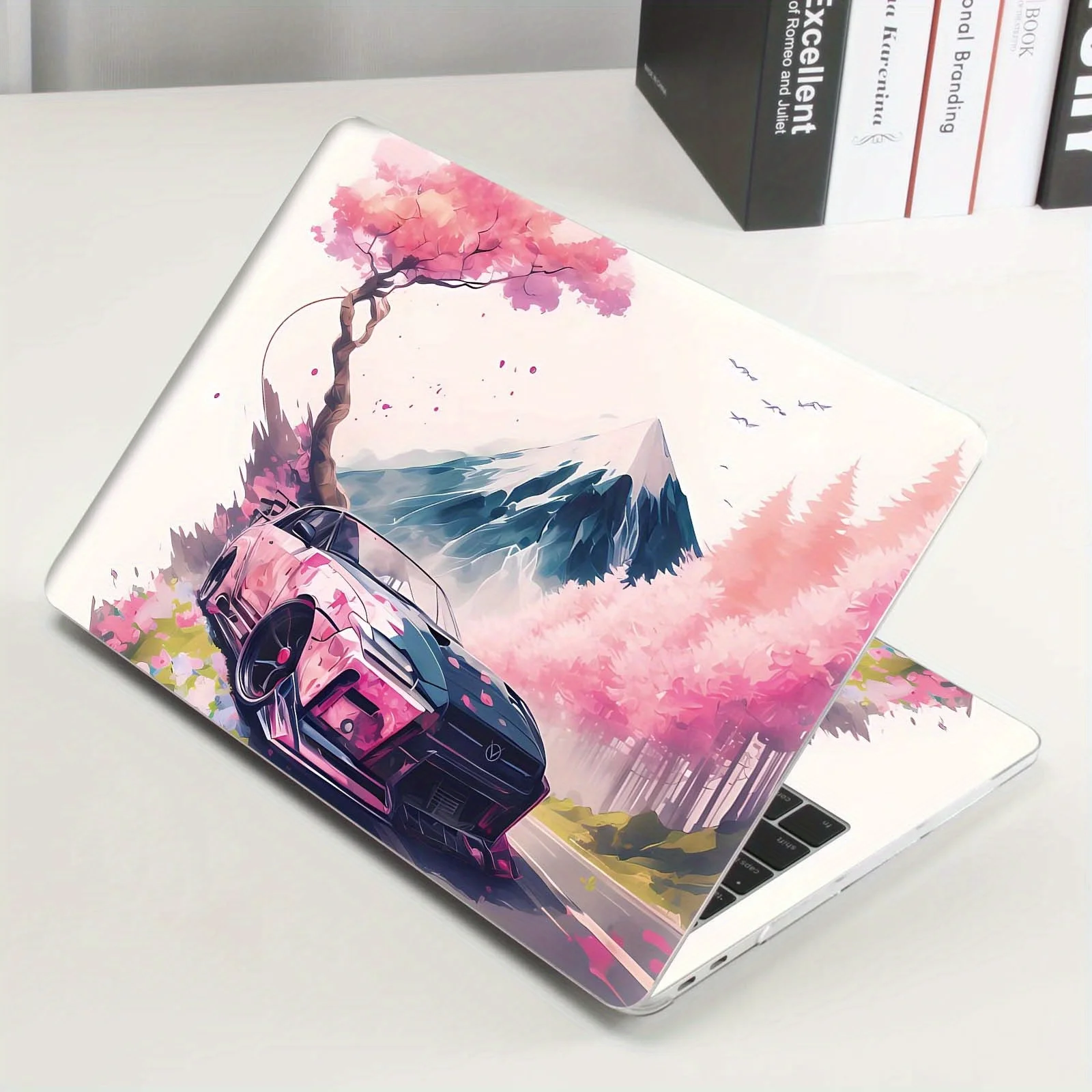 1 set of 2 pink gradient laptop protective stickers, suitable for 30.48-39.62 cm laptop shell stickers