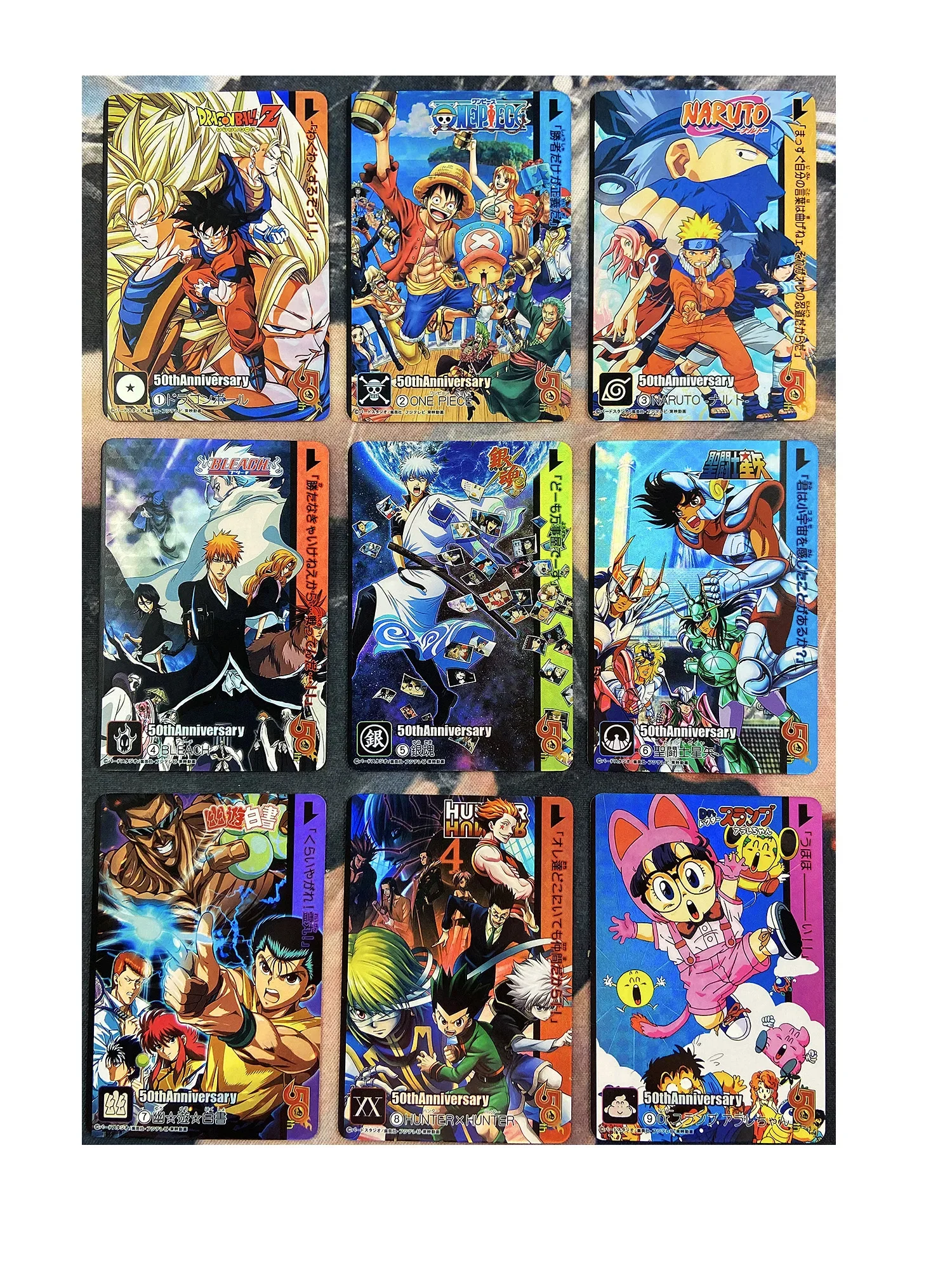 9pcs/set Jump 50th Anniversary Weekly Shonen Dragon Ball Z One Piece No.1 Hobby Collectibles Game Anime Collection Cards