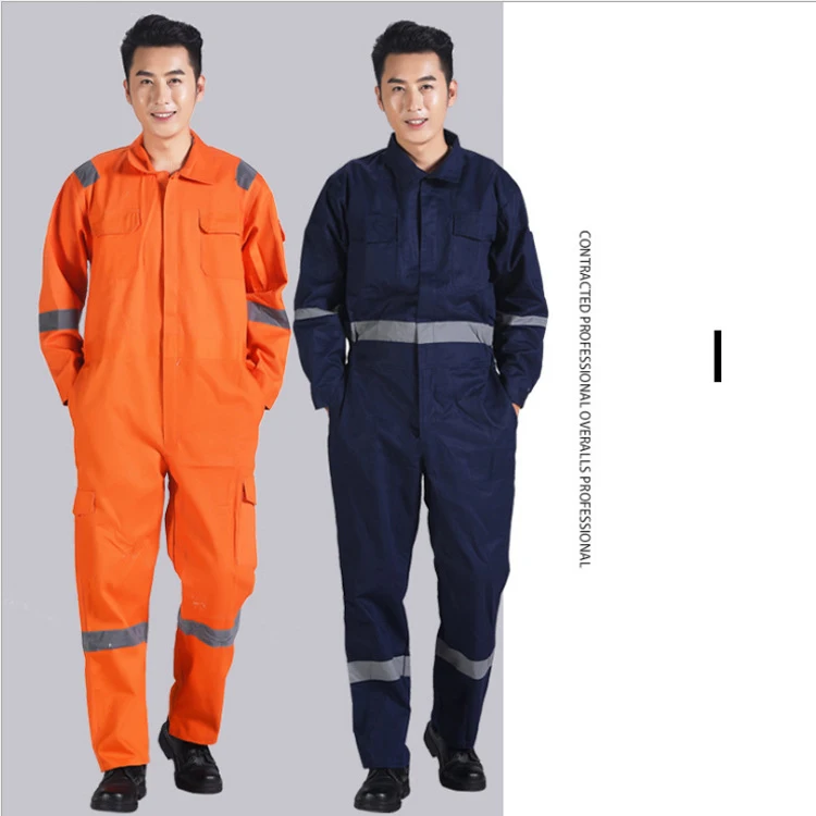 Hi Vis Cotton Overall Workwear Anti-flame Retardant Clothing Thick Anti Sparking Fireproof Uniform Electric Welding Suit Overall