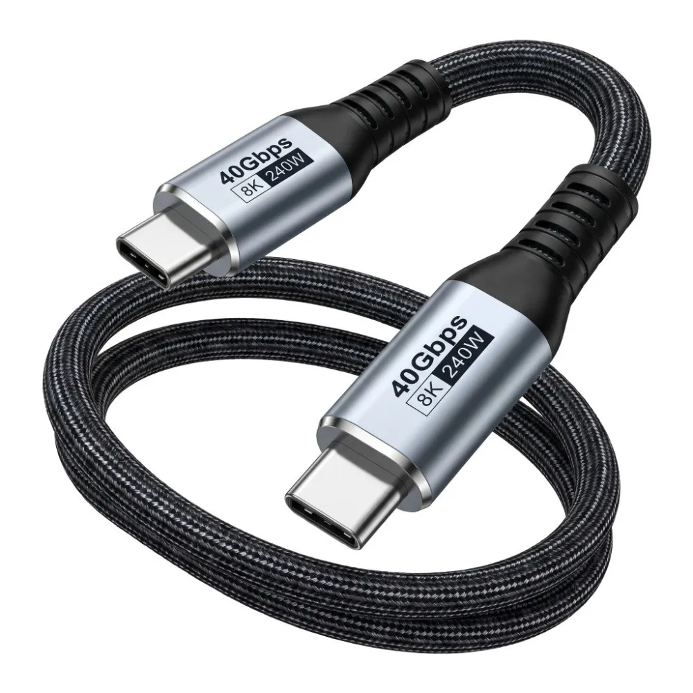 PD 240W Dual Type-C Charging Cable 40Gbps Thunder-bolt 4 USB4 Data Cord High Speed 8K@60HZ USB C Video Cable for Phone Laptop PC