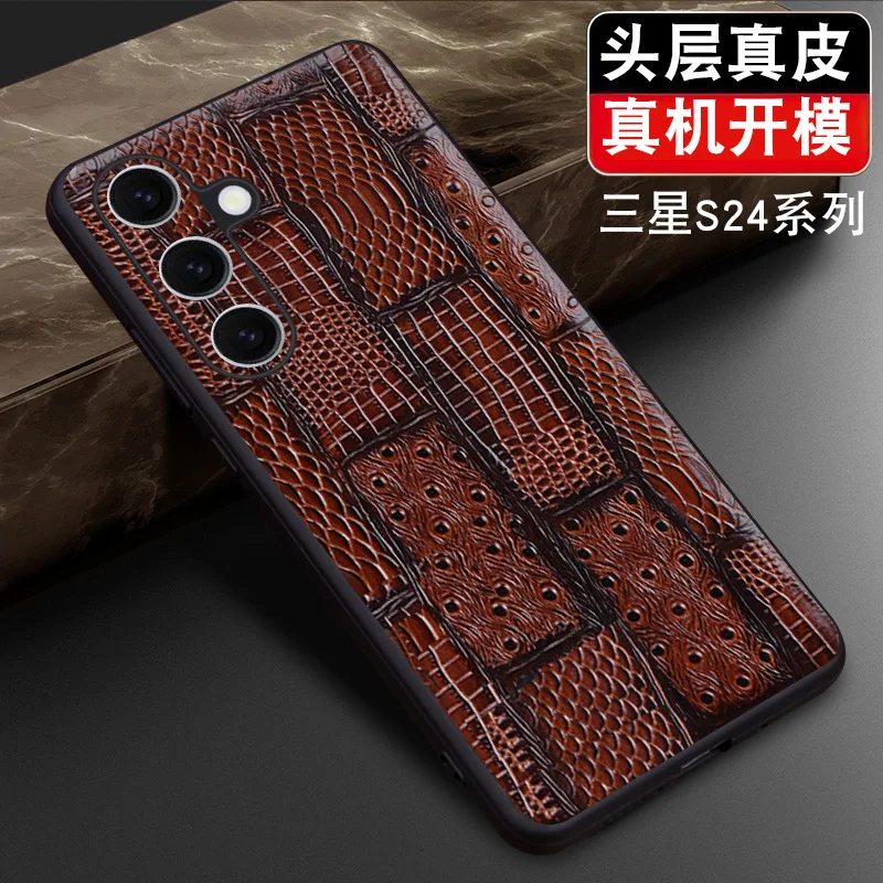 

Wobiloo Luxury Genuine Leather Phone Cases For Samsung Galaxy S24 Ultra Plus Shockproof Back Cover Fundas Case