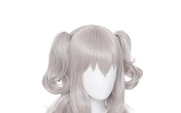 Parrucca Cosplay doppia coda di cavallo riccia capelli sintetici resistenti al calore festa di Halloween + cappuccio per parrucca gratuito