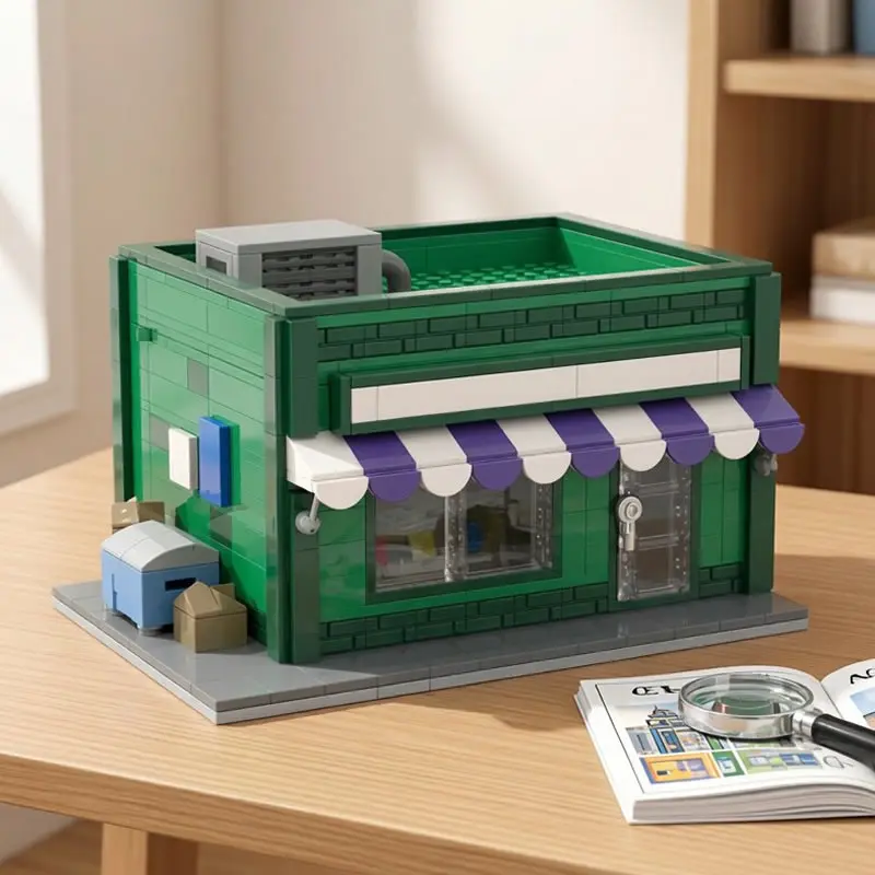 Building Blocks MOC Modular Mini Street Shop Robot Dungeon Baseball Card Store Model DIY Education Toys Collectible Gift for Kid