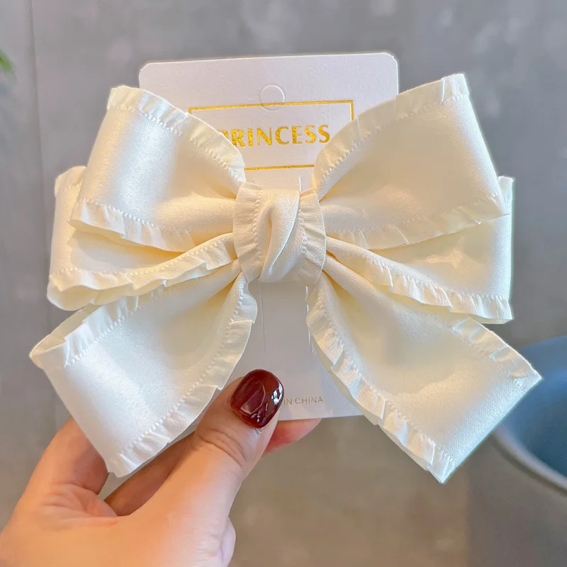 دبوس شعر أنيق على شكل فيونكة كبيرة للفتيات مشبك شعر كوري للخريف والشتاء إكسسوارات شعر عصرية لرفع ملابس الأطفال الأنيقة