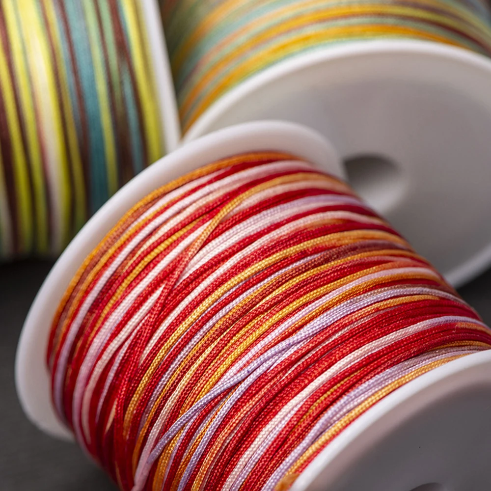 الملونة التدرج النايلون الحبل الموضوع الصينية عقدة مكرامية الحبال سوار مضفر سلسلة DIY شرابات الديكور Shamballa سلسلة حبل