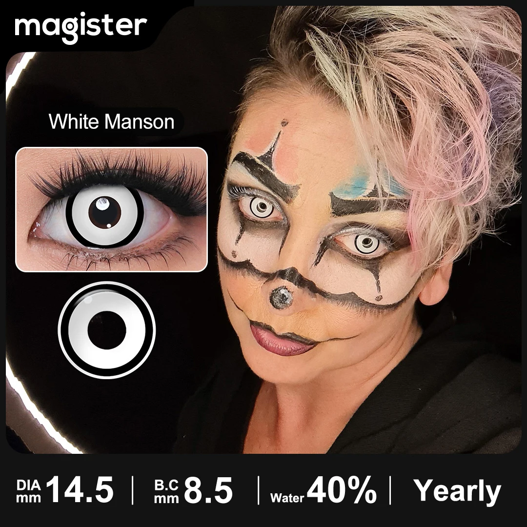 1 Pair Halloween Color Contact Lens Manson Cosplay Contact Lens Yellow Manson Cosplay Lens Red Cat Eyes Costume Contact Lenses