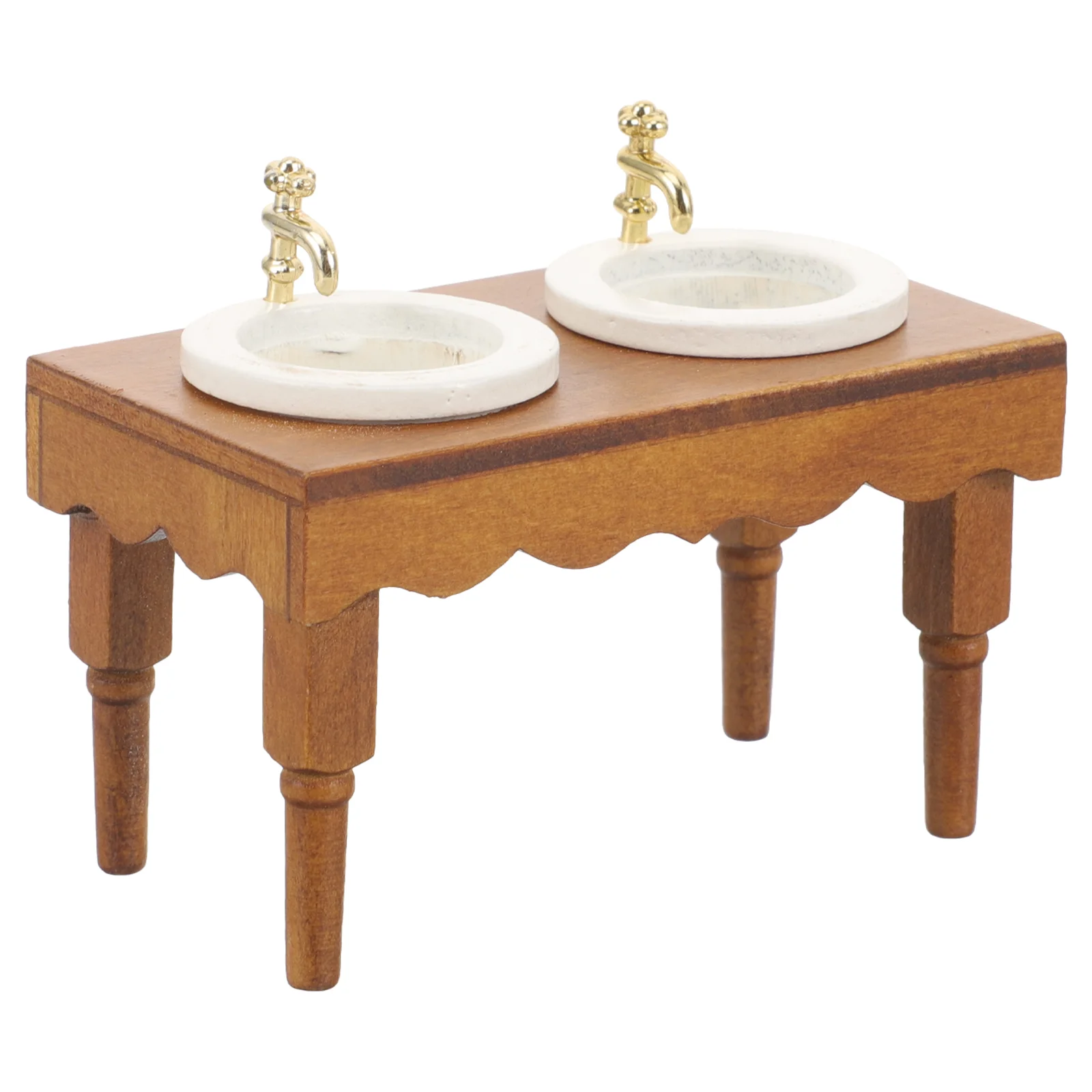 Mini muebles de baño 1:12, fregadero de madera para casa de muñecas, lavabo nament en miniatura, decoración de cocina, reproducción realista