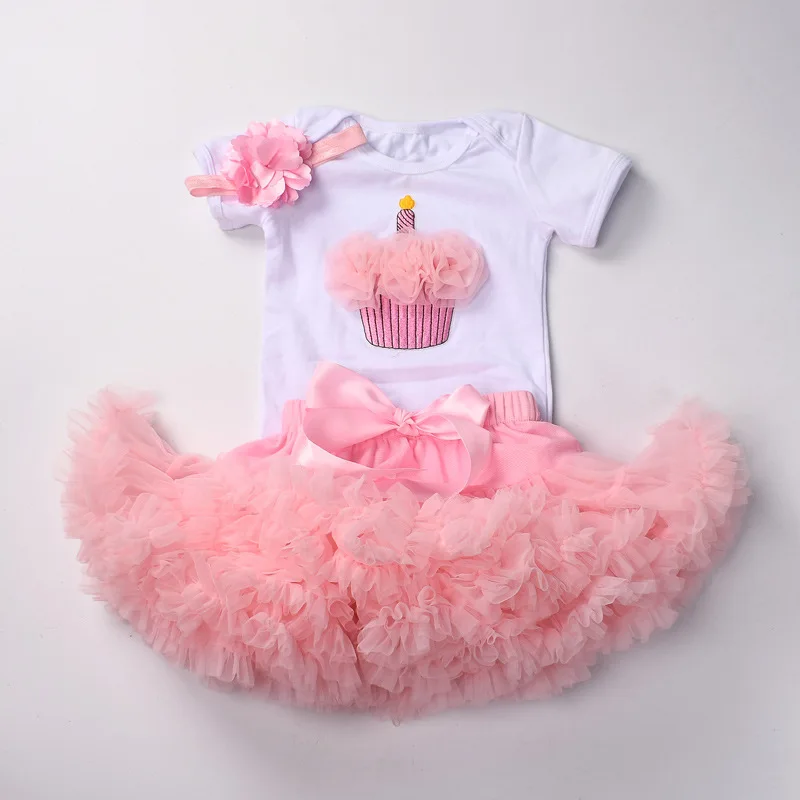 Baby Girl Tutu Dress Sets My 1st Birthday Toddler Romper Tops + Tulle Skirt Party Infant Print Clothing Newborn Dresses Set