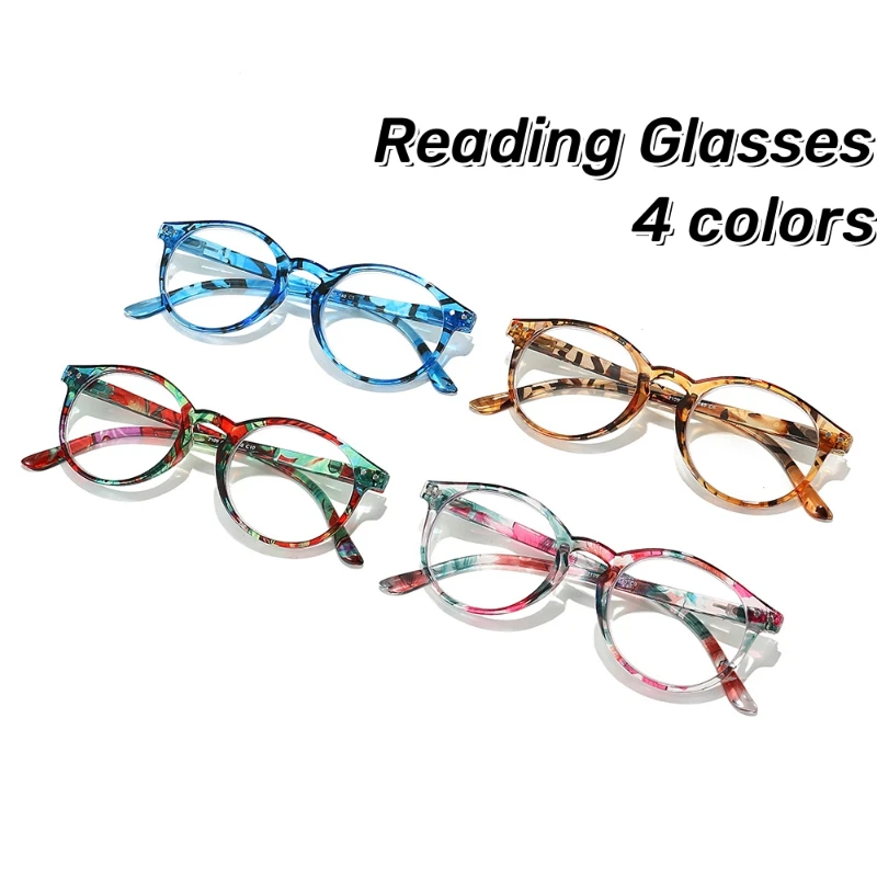 

Large Frame Round Reading Glasses High-definition Flower Spring Women Presbyopia Glasses Middle-aged and Elderly Glasses