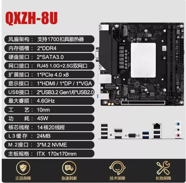I9 على متن وحدة المعالجة المركزية عدة Q1HY اللوحة الأم الجيل الثالث عشر سطح المكتب ITX الكمبيوتر 13900/12700H مكتب الألعاب DDR4
