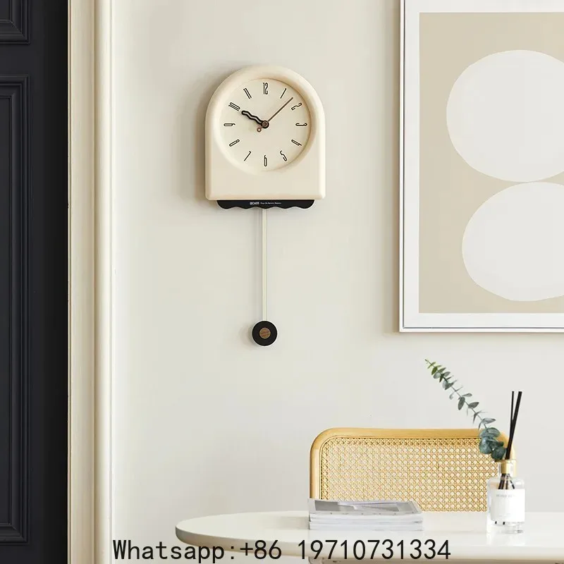 

New Korea Cream Style Wall Clock Living Room Clocks Home Decor Digital Clocks Modern Design Swinging Pendulum Clock