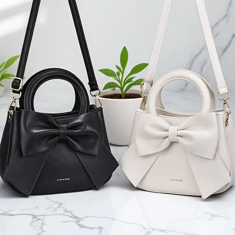 

1 шт., большая сумка через плечо на одно плечо, украшение с милым бантом, простой и модный регулируемый ремешок для женщин, многофункциональная