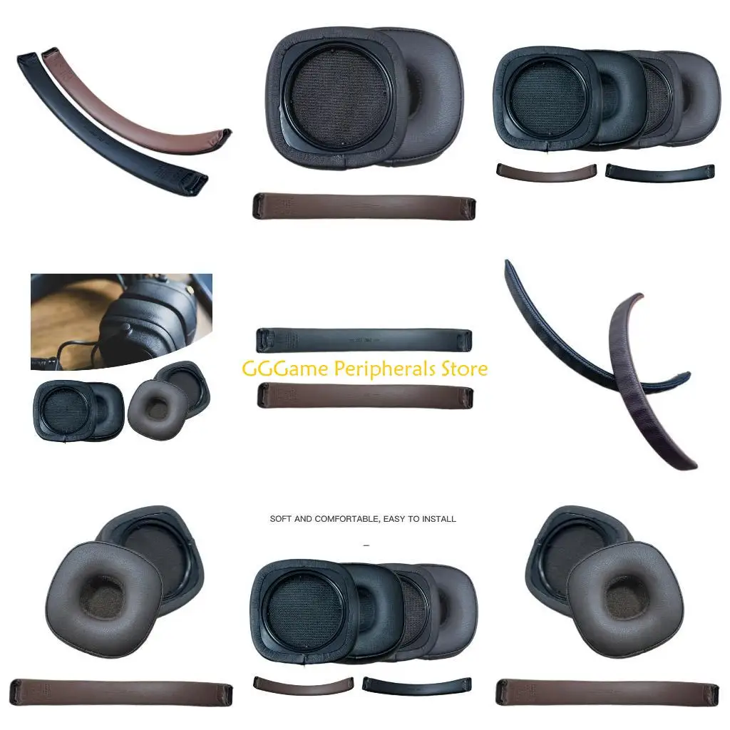 

U55B Ear Covers Earcushions and Headband Shield Cushions Set For Game Headphones Music Lovers and Commuters