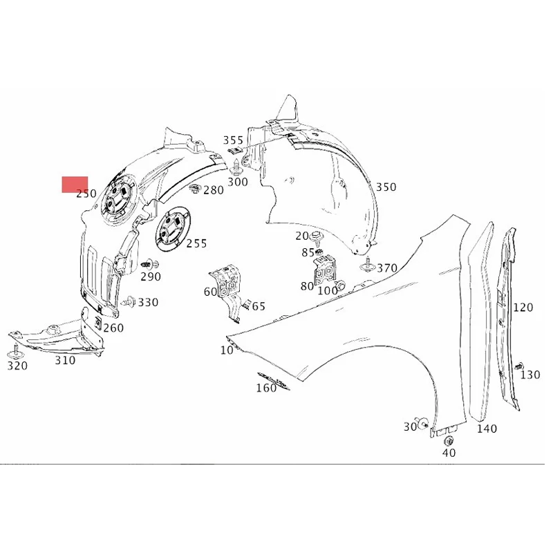 Wheel arch cover plate W177 W247 A160 180 200 A1776901103 A1776901303 A1776901203 A1776901403