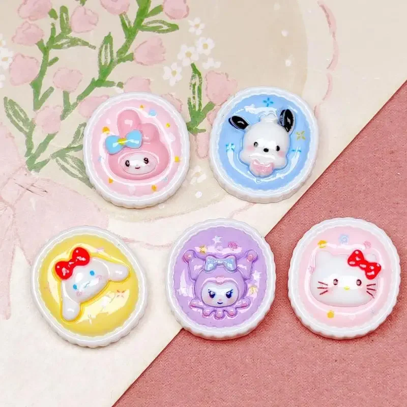 Sanrios 10Pcs Hello Kitty Accessories Charm Kuromi Cinnamoroll Melody Pochacco Medal Series Diy Refrigerator Anime Cartoon Toys