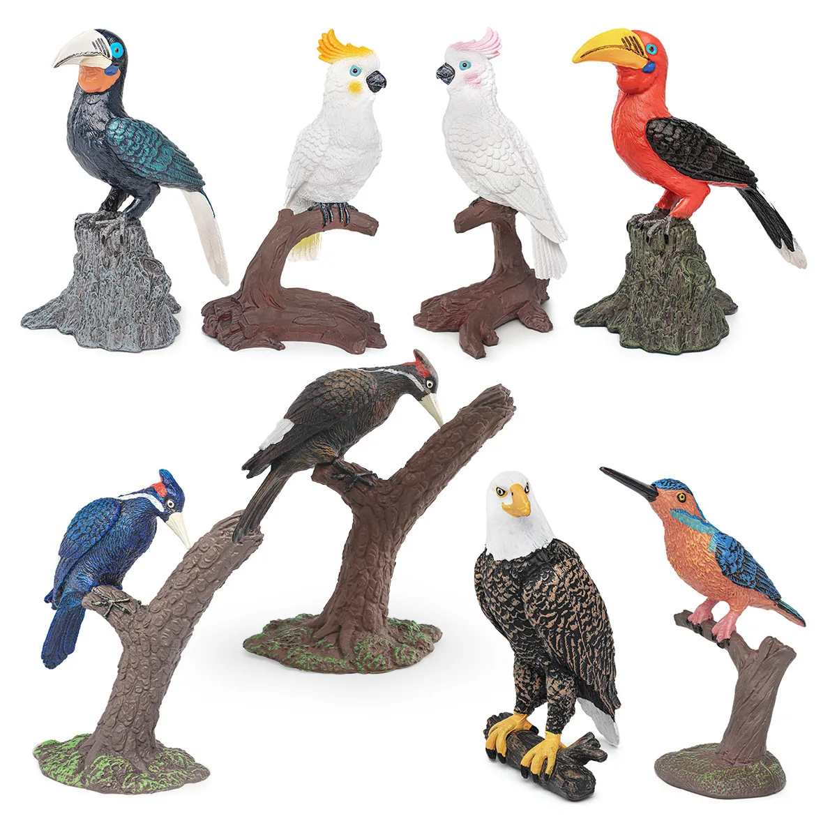 Blue Orange Parrot Woodpecker Large Beak Bird Eagle Toy Ornament Realistic Animal Model Simulation Flying Bird Collectible