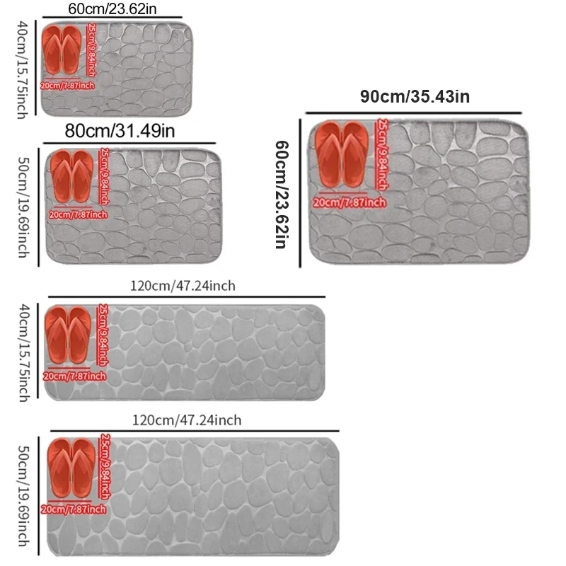 Tapete em relevo, Tapete de cozinha grande, Tapete do banheiro, Tapete de pé absorvente macio, Tapete de banho antiderrapante, Tapete lavável do