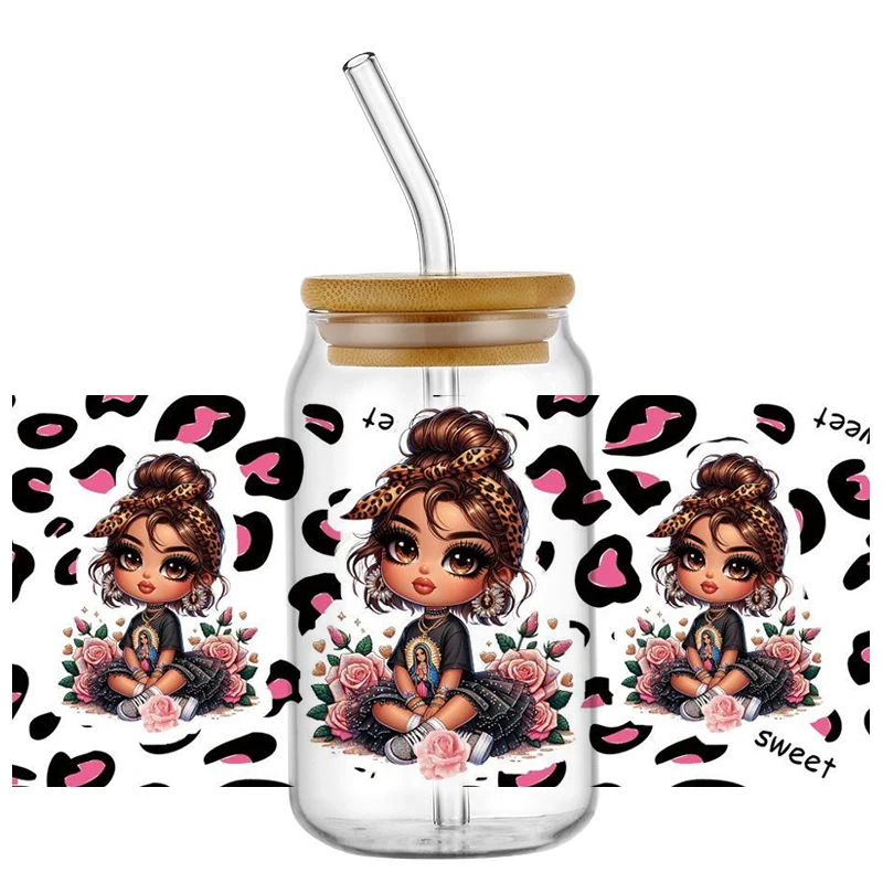 

Miniso cute girl Design High-Quality UV DTF Sticker for 16ozCup Wrap Transfer Sticker Custom Label DIY Logo Self Adhesive